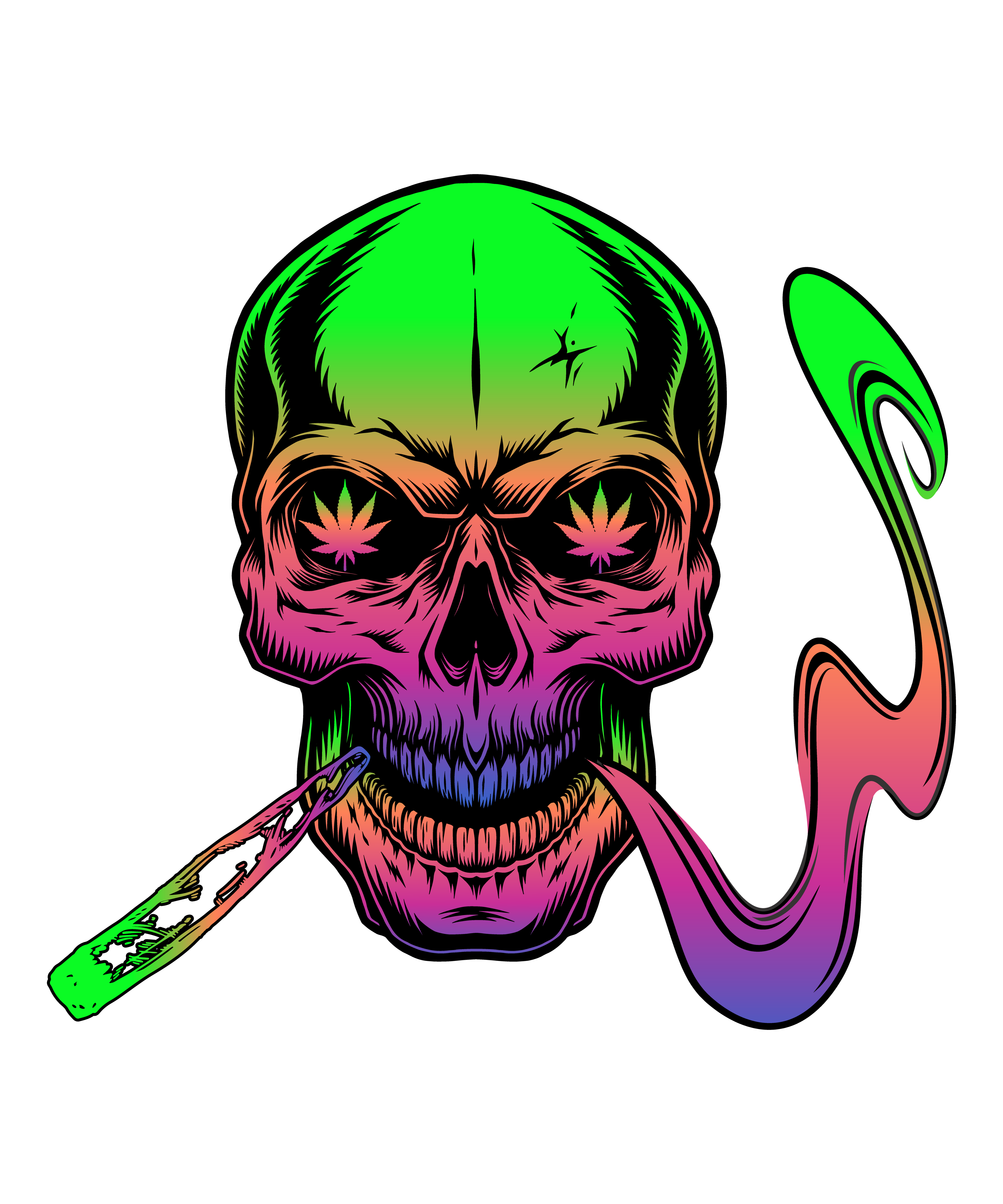 Neon Stoner Skull T-Shirt