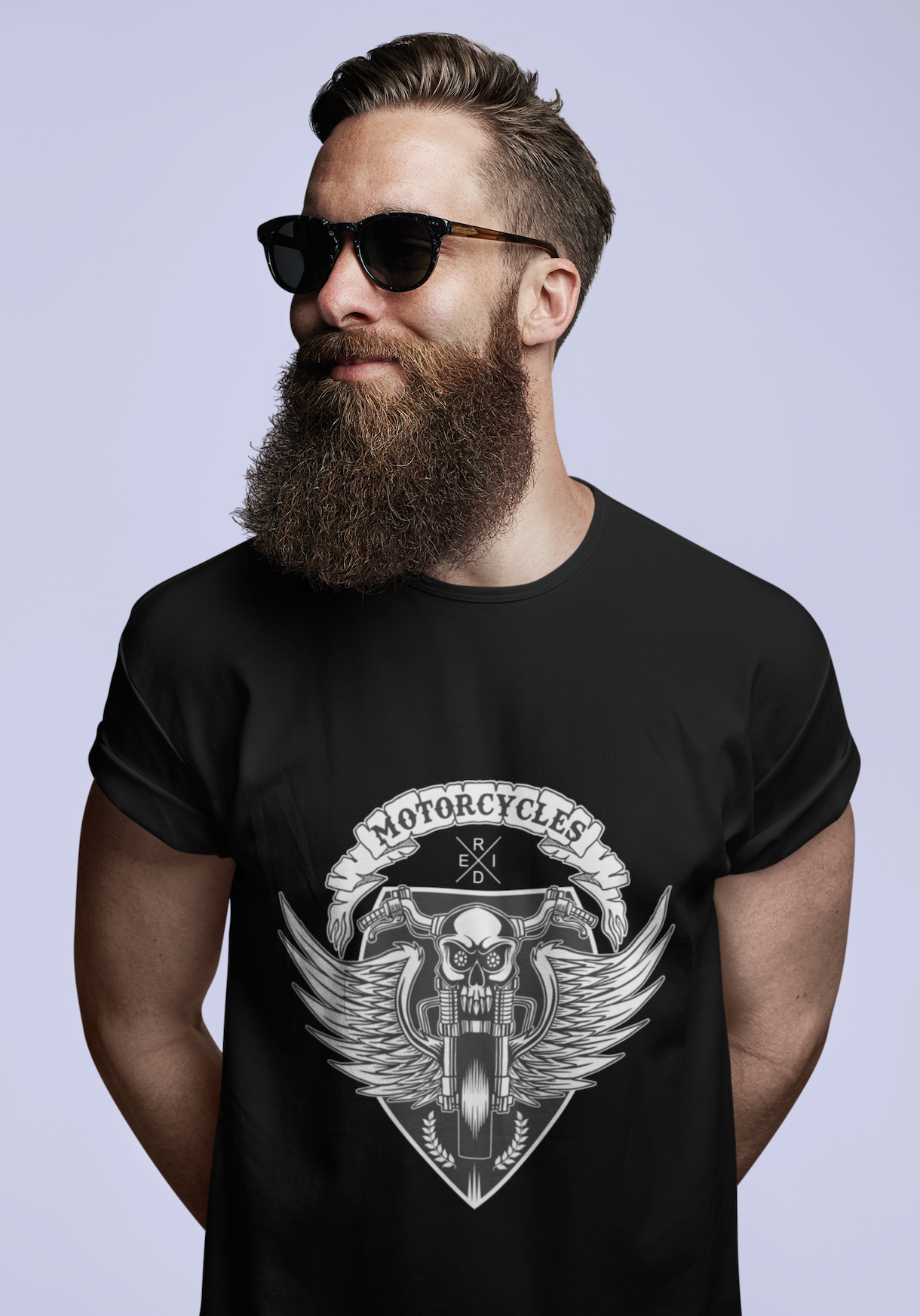 Motorcycles Skull Wings Graphic T-Shirt