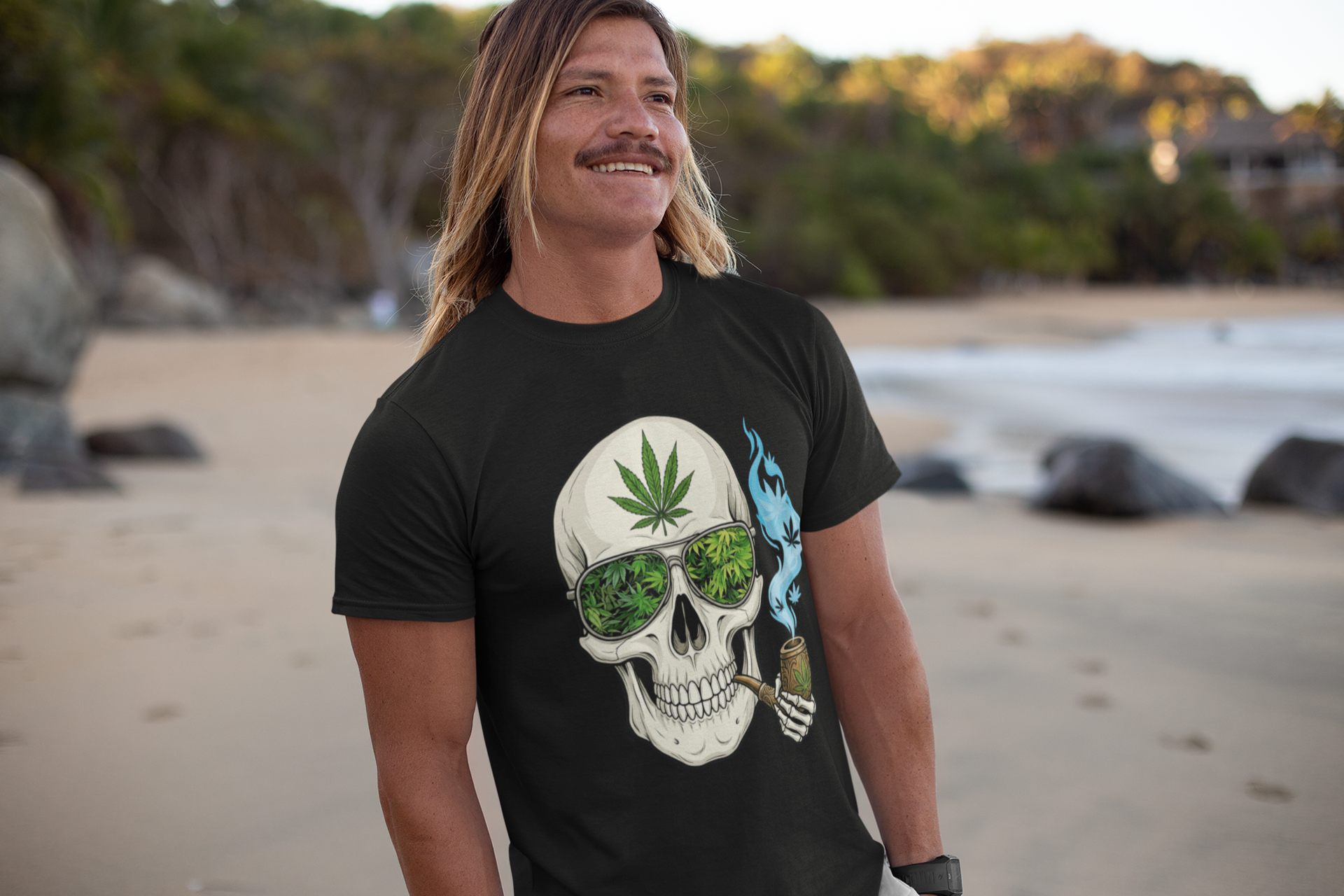 Weed Smoking Skull T-Shirt