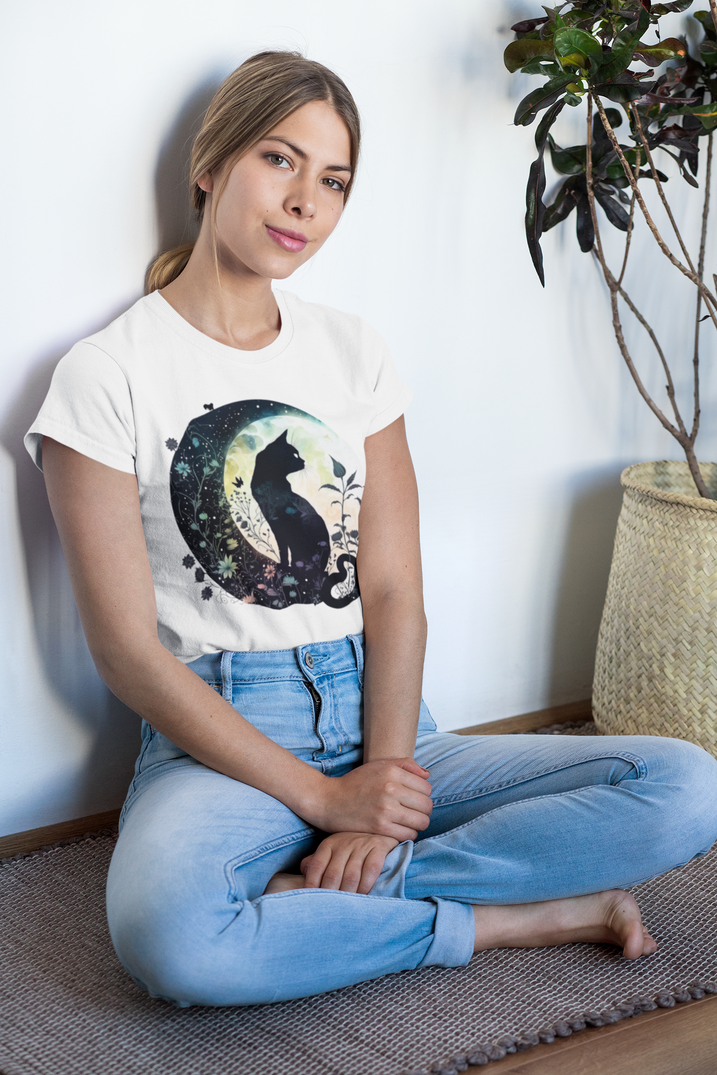 Black Cat Garden Moon Tee