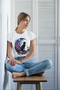 Celestial Black Cat Moon Tee