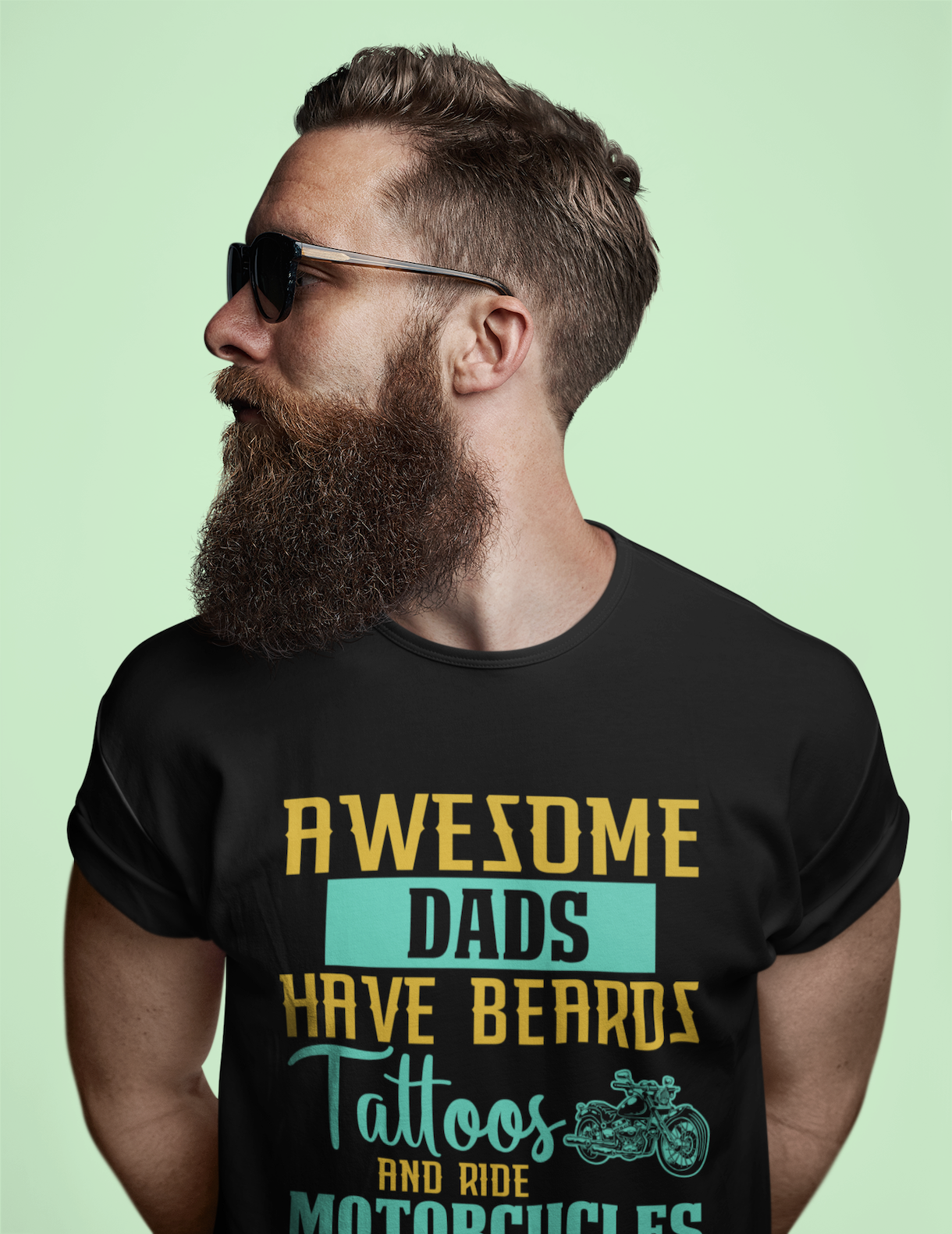 Awesome Dads Have Beards Tattoos and Ride Motorcycles T-Shirt