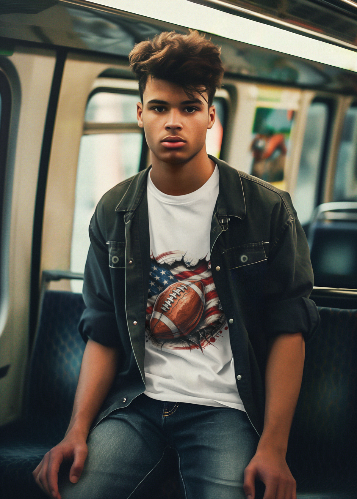 American Flag Football T-Shirt