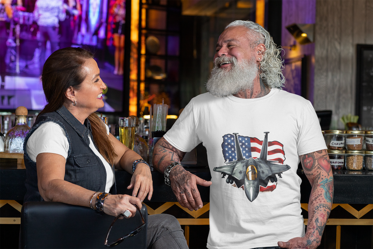 American Flag Fighter Jet F-15 Patriotic T-Shirt