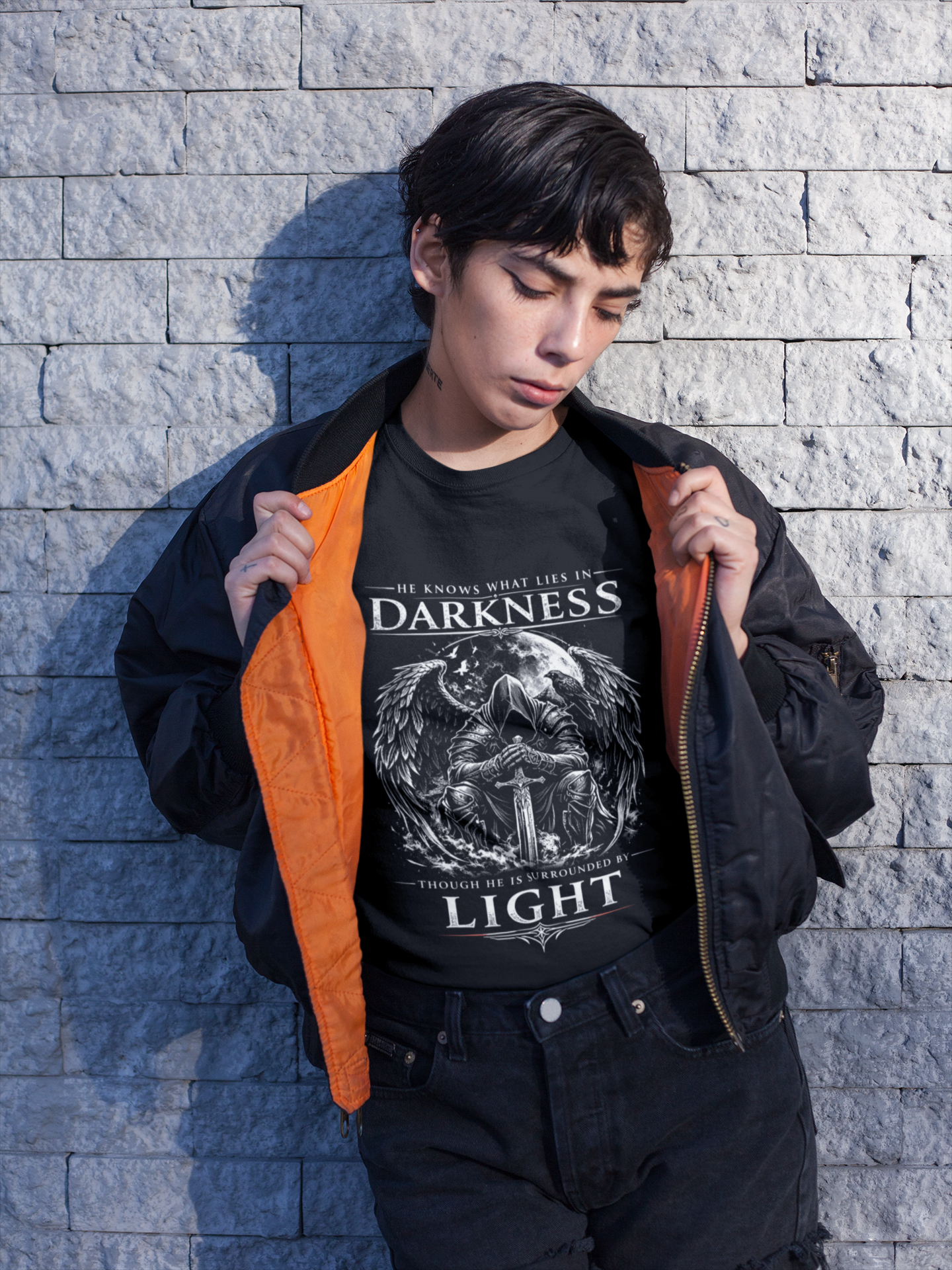 He Know What Lies in Darkness Though He is Surrounded by Light T-Shirt