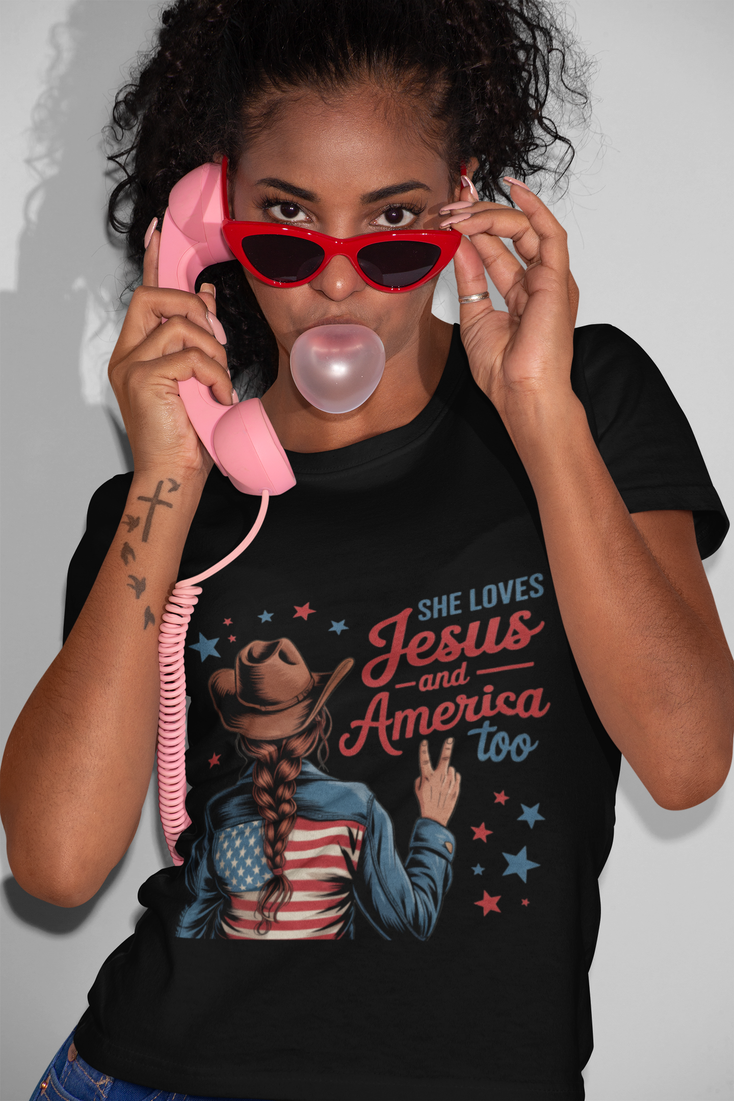 She Loves Jesus & America Too T-Shirt