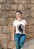 Black Cat Violet Galaxy Botanical Tee